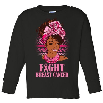 Fight Breast Cancer Awareness African American Toddler Long Sleeve Shirt