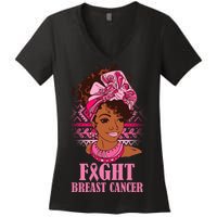 Fight Breast Cancer Awareness African American Women's V-Neck T-Shirt