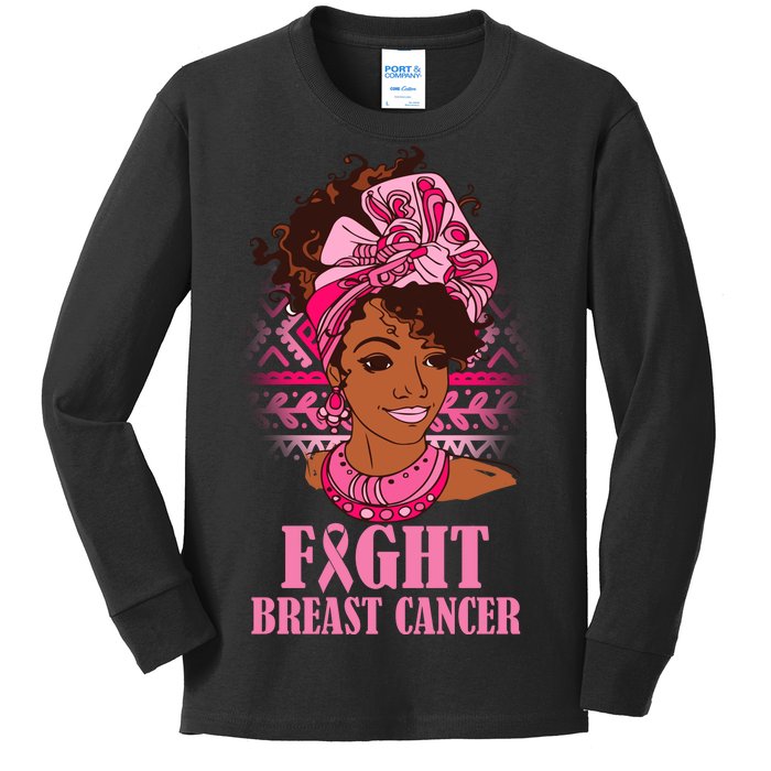 Fight Breast Cancer Awareness African American Kids Long Sleeve Shirt