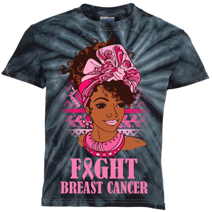 Fight Breast Cancer Awareness African American Kids Tie-Dye T-Shirt