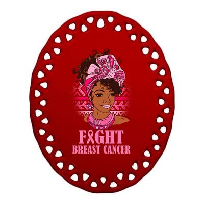 Fight Breast Cancer Awareness African American Ceramic Oval Ornament