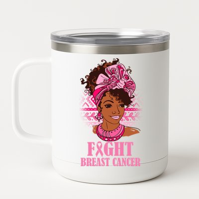 Fight Breast Cancer Awareness African American 12 oz Stainless Steel Tumbler Cup