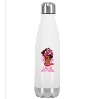 Fight Breast Cancer Awareness African American Stainless Steel Insulated Water Bottle