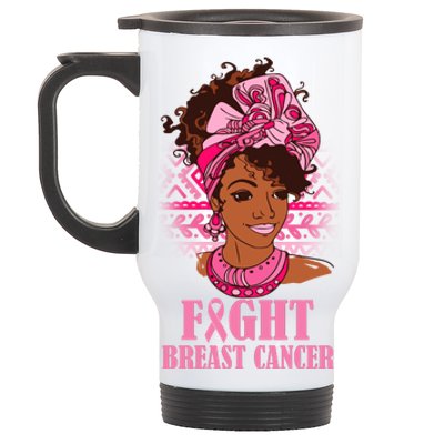 Fight Breast Cancer Awareness African American Stainless Steel Travel Mug