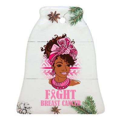 Fight Breast Cancer Awareness African American Ceramic Bell Ornament