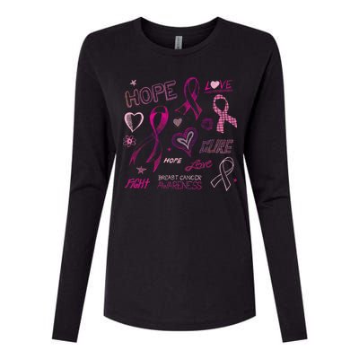 Fight Breast Cancer Awareness Ribbon Womens Cotton Relaxed Long Sleeve T-Shirt