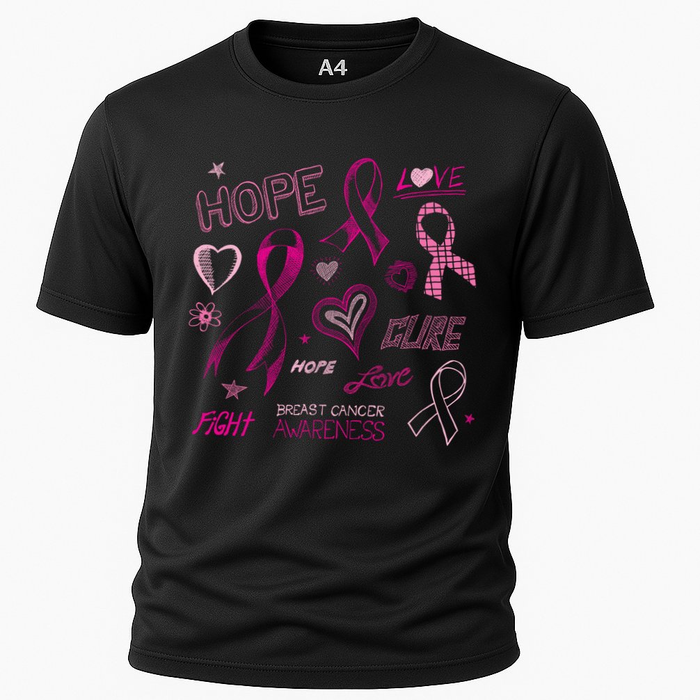 Fight Breast Cancer Awareness Ribbon Cooling Performance Crew T-Shirt