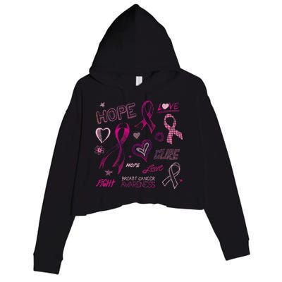 Fight Breast Cancer Awareness Ribbon Crop Fleece Hoodie