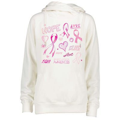 Fight Breast Cancer Awareness Ribbon Womens Funnel Neck Pullover Hood