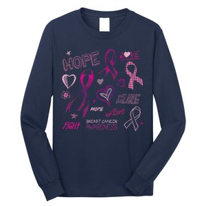 Fight Breast Cancer Awareness Ribbon Long Sleeve Shirt