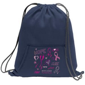 Fight Breast Cancer Awareness Ribbon Sweatshirt Cinch Pack Bag