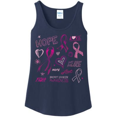 Fight Breast Cancer Awareness Ribbon Ladies Essential Tank