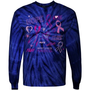 Fight Breast Cancer Awareness Ribbon Tie-Dye Long Sleeve Shirt