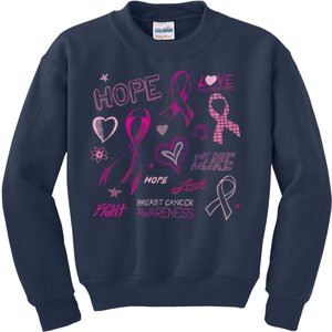 Fight Breast Cancer Awareness Ribbon Kids Sweatshirt