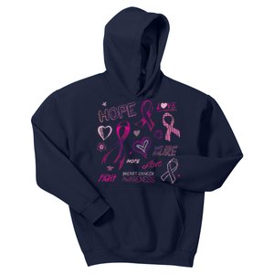 Fight Breast Cancer Awareness Ribbon Kids Hoodie