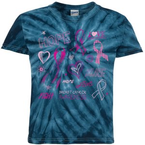 Fight Breast Cancer Awareness Ribbon Kids Tie-Dye T-Shirt