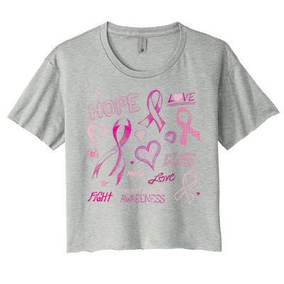 Fight Breast Cancer Awareness Ribbon Women's Crop Top Tee