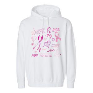 Fight Breast Cancer Awareness Ribbon Garment-Dyed Fleece Hoodie