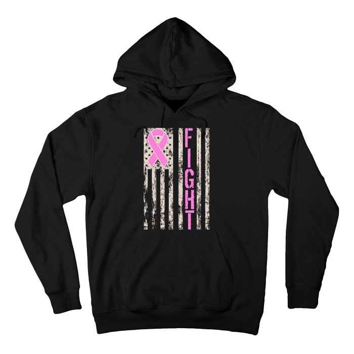 Fight Breast Cancer Awareness USA Flag Ribbon Hoodie