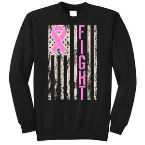 Fight Breast Cancer Awareness USA Flag Ribbon Sweatshirt