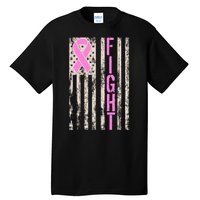 Fight Breast Cancer Awareness USA Flag Ribbon Tall T-Shirt