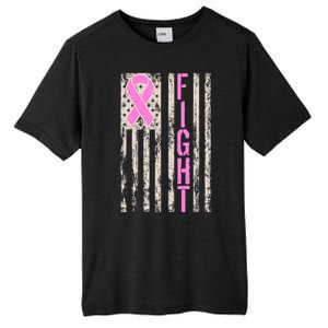 Fight Breast Cancer Awareness USA Flag Ribbon Tall Fusion ChromaSoft Performance T-Shirt