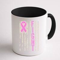 Fight Breast Cancer Awareness USA Flag Ribbon Mug