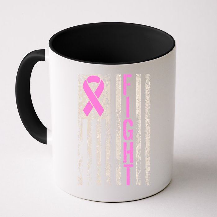 Fight Breast Cancer Awareness USA Flag Ribbon Mug