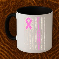 Fight Breast Cancer Awareness USA Flag Ribbon Mug