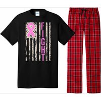 Fight Breast Cancer Awareness USA Flag Ribbon Pajama Set