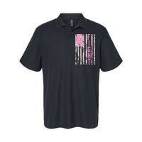 Fight Breast Cancer Awareness USA Flag Ribbon Softstyle Adult Sport Polo