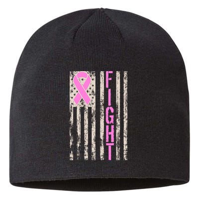 Fight Breast Cancer Awareness USA Flag Ribbon Sustainable Beanie