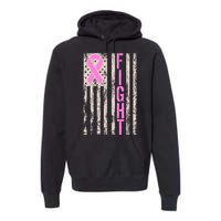 Fight Breast Cancer Awareness USA Flag Ribbon Premium Hoodie