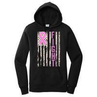 Fight Breast Cancer Awareness USA Flag Ribbon Women's Pullover Hoodie