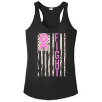 Fight Breast Cancer Awareness USA Flag Ribbon Ladies PosiCharge Competitor Racerback Tank