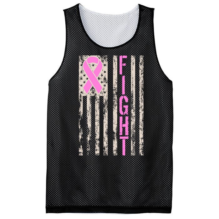 Fight Breast Cancer Awareness USA Flag Ribbon Mesh Reversible Basketball Jersey Tank