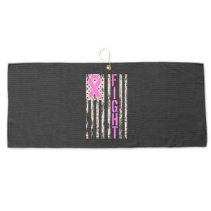 Fight Breast Cancer Awareness USA Flag Ribbon Large Microfiber Waffle Golf Towel