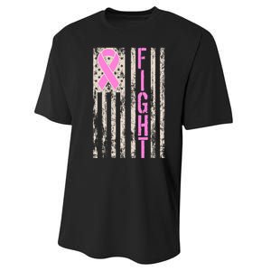 Fight Breast Cancer Awareness USA Flag Ribbon Performance Sprint T-Shirt