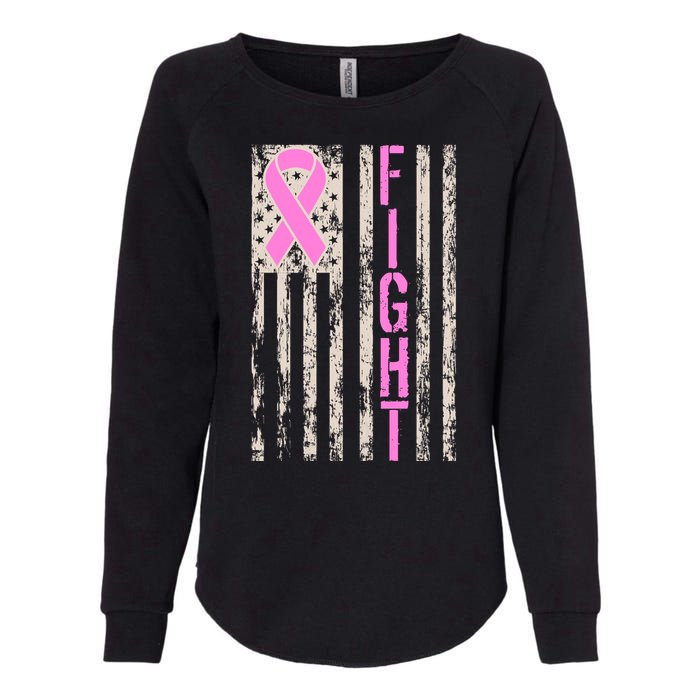 Fight Breast Cancer Awareness USA Flag Ribbon Womens California Wash Sweatshirt