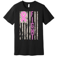 Fight Breast Cancer Awareness USA Flag Ribbon Premium T-Shirt