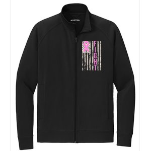 Fight Breast Cancer Awareness USA Flag Ribbon Stretch Full-Zip Cadet Jacket