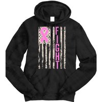 Fight Breast Cancer Awareness USA Flag Ribbon Tie Dye Hoodie