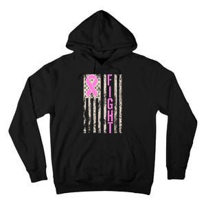 Fight Breast Cancer Awareness USA Flag Ribbon Tall Hoodie