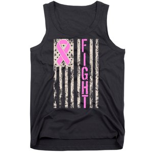 Fight Breast Cancer Awareness USA Flag Ribbon Tank Top