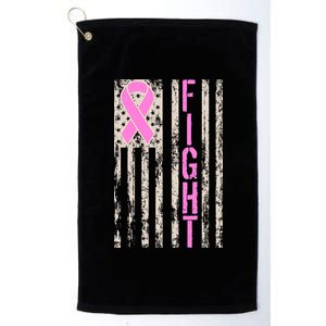 Fight Breast Cancer Awareness USA Flag Ribbon Platinum Collection Golf Towel