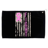 Fight Breast Cancer Awareness USA Flag Ribbon Grommeted Golf Towel