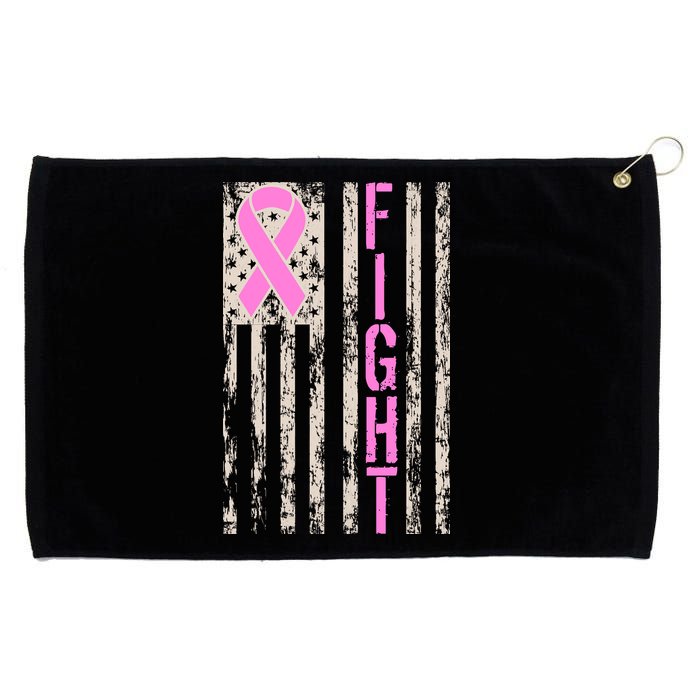 Fight Breast Cancer Awareness USA Flag Ribbon Grommeted Golf Towel