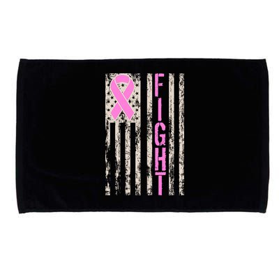 Fight Breast Cancer Awareness USA Flag Ribbon Microfiber Hand Towel