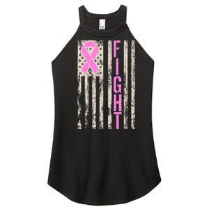 Fight Breast Cancer Awareness USA Flag Ribbon Women's Perfect Tri Rocker Tank