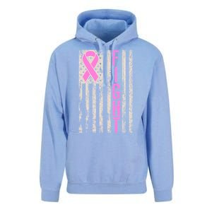 Fight Breast Cancer Awareness USA Flag Ribbon Unisex Surf Hoodie